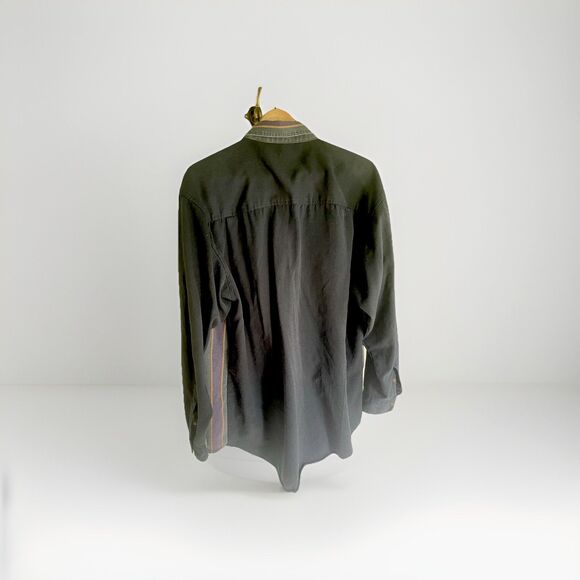 color blocked stripes two tone bugle boy button up size large 90's hipster dad - Picture 8 of 10